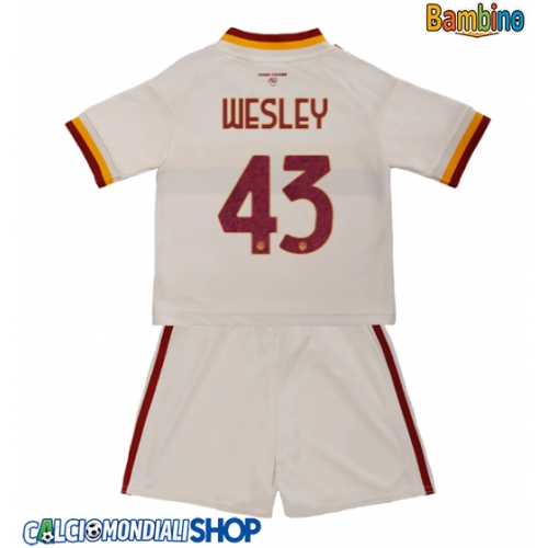 Maglie da calcio AS Roma Wesley Franca #43 Seconda Maglia Bambino 2026-27 Manica Corta + Pantaloni corti)